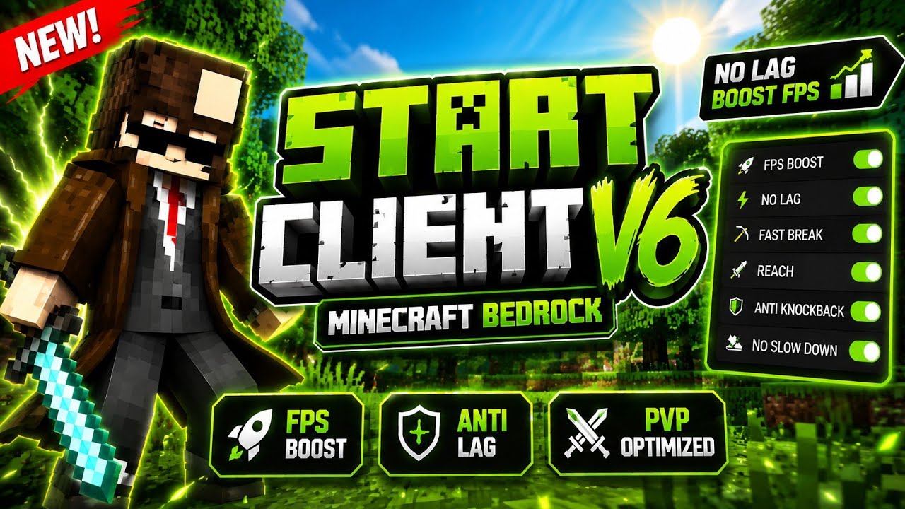 🔥 Start Client V6 For Minecraft Bedrock 1.21+ | Best FPS Boost Client ⚡ No Lag & PvP (2026)