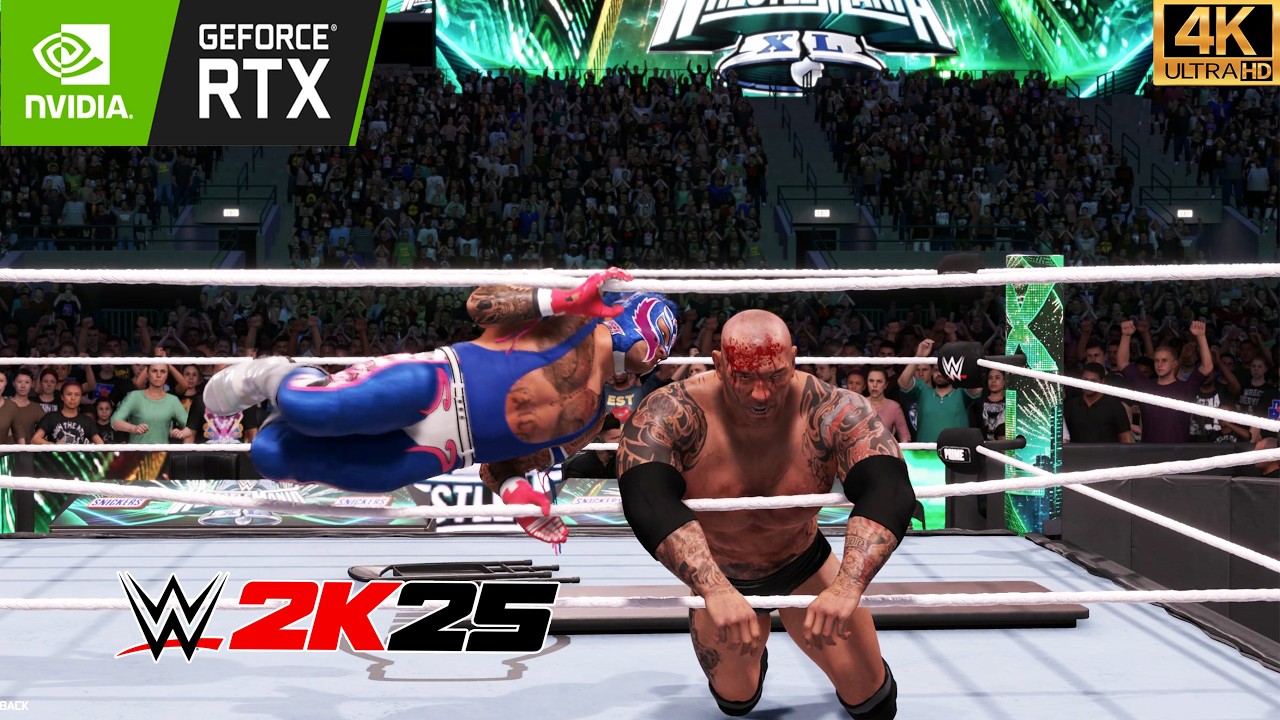 WWE 2K25 - Rey Mysterio vs Batista – BRUTAL No Holds Barred Match !🔥(4k60fps)