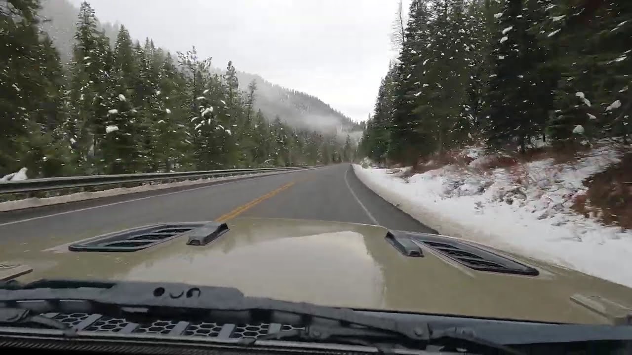 Beautiful snowy mountains coming back from McCall Idaho