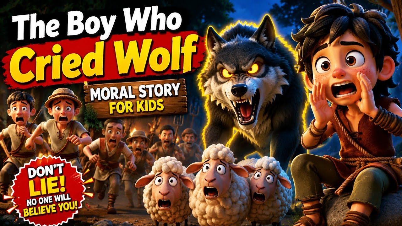 The Boy Who Cried Wolf 🐑🐺 | Moral Story in Poem Style for Kids | 3D Cartoon Film