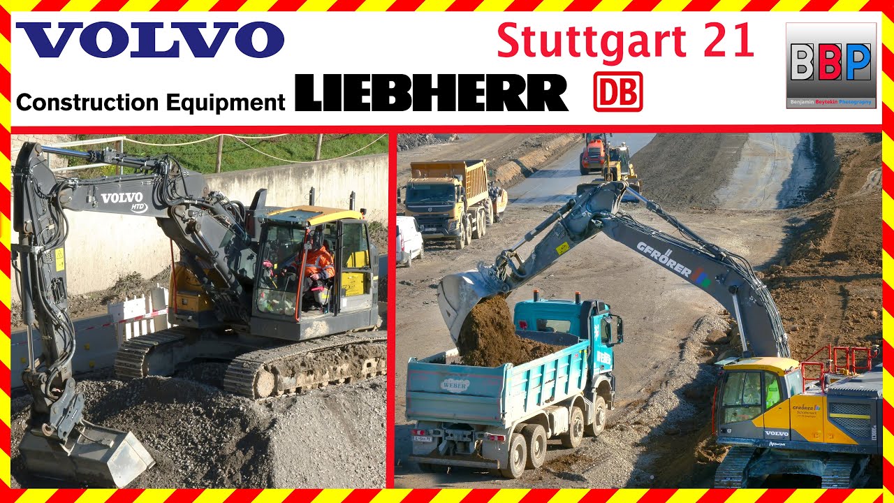 Volvo EC300E, Liebherr LR 636, MB Arocs, Volvo ECR235E - Stuttgart 21, 23.11.2022.
