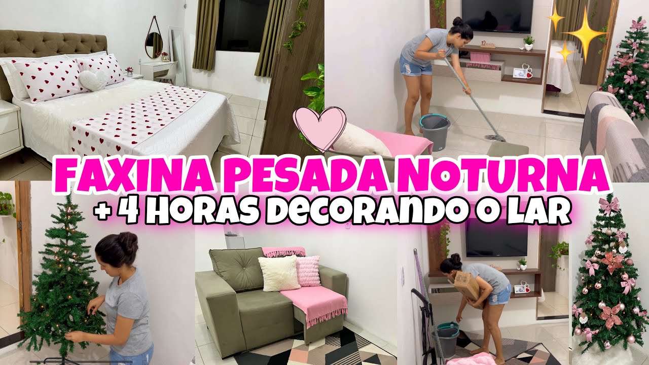 Faxina Pesadona Completa 💖✨- Decorei o lar - Montei a Árvore de Natal Rosa🎄- Ficou tudo lindo!
