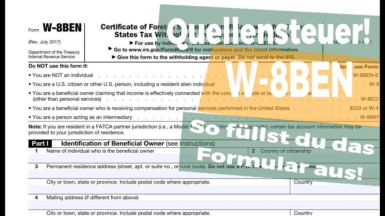 W-8BEN ausfüllen! - Quellensteuer!