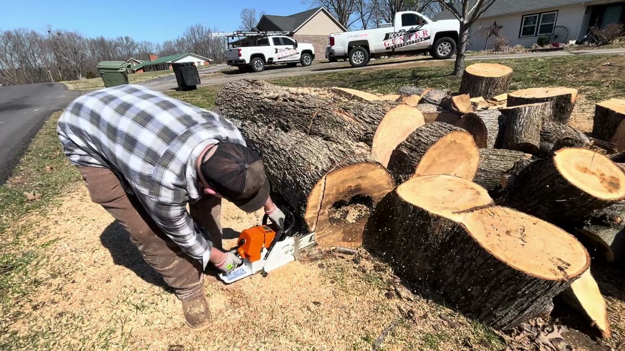 Сессия по резке на бензопиле Stihl 461 с использованием щепы и цепей.