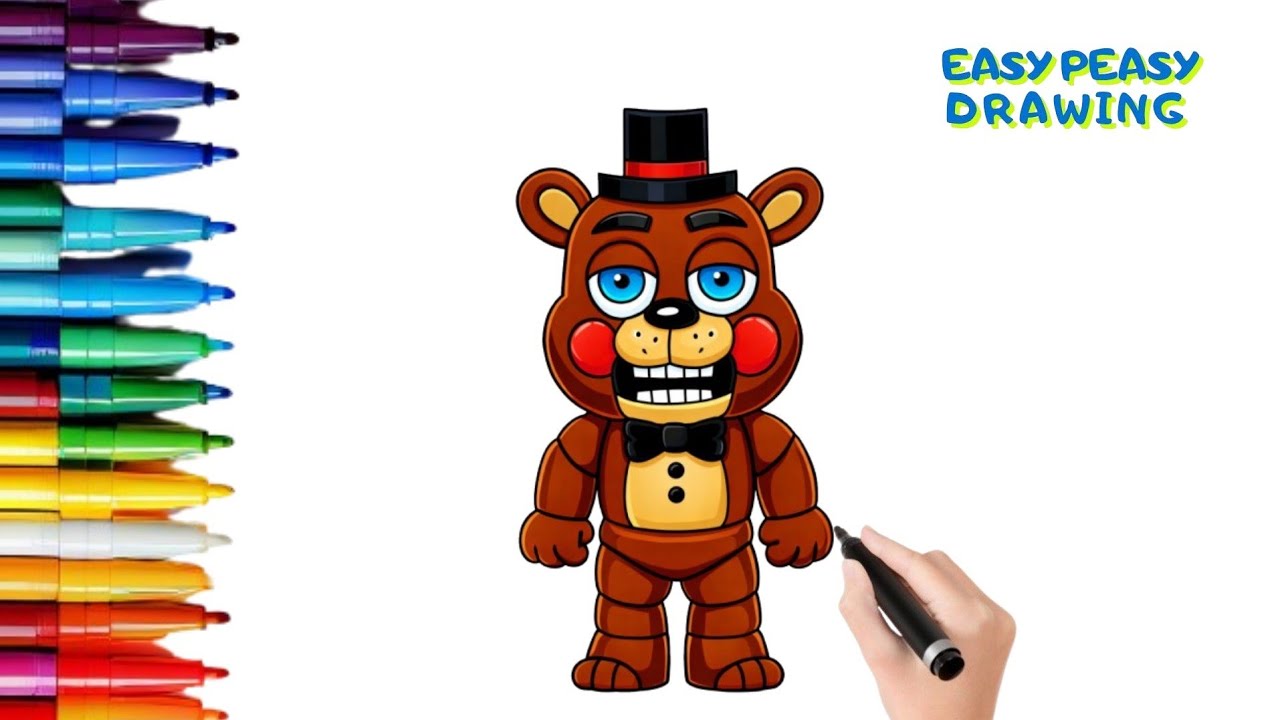 How To Draw Freddy from Five Nights at Freddy's| Step by Step drawing 