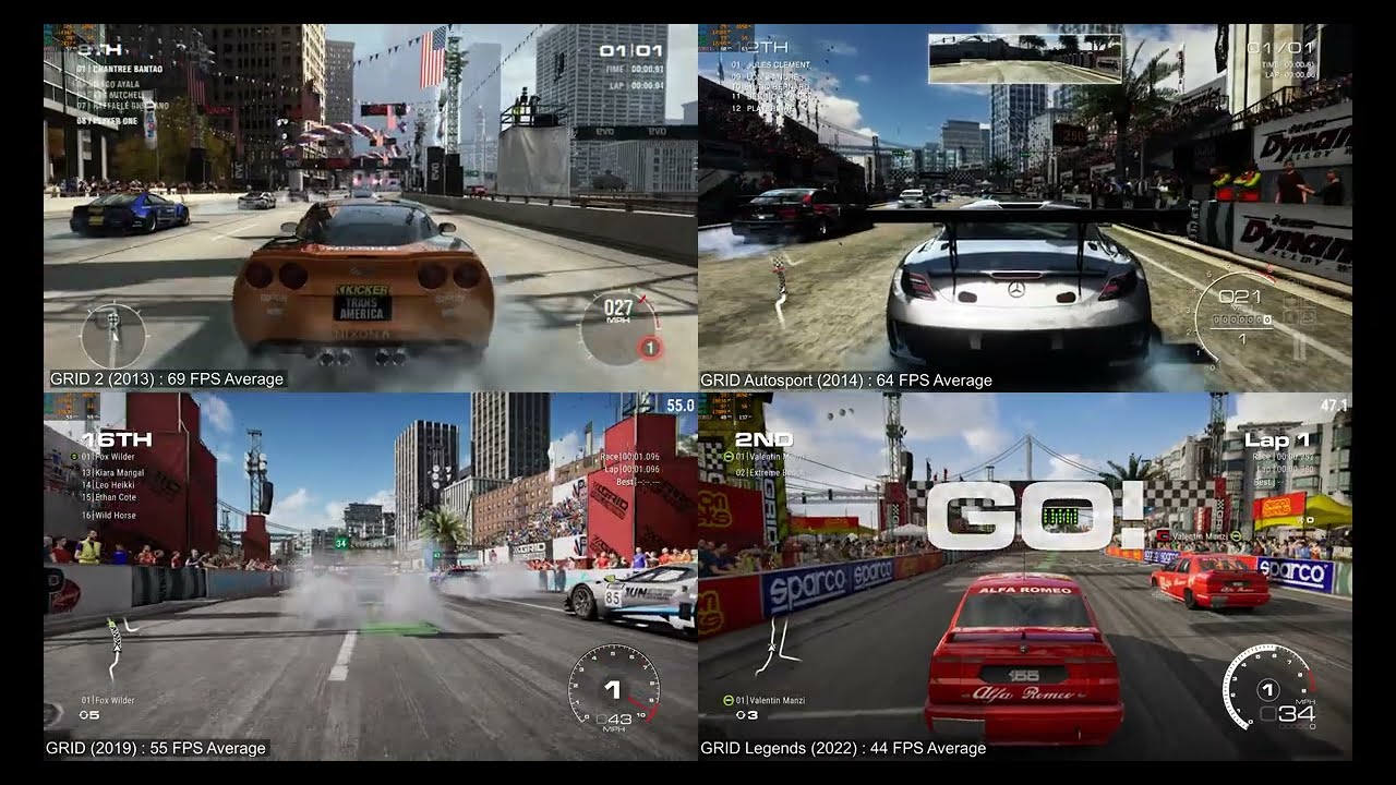 GRID 2 (2013) vs GRID Autosport (2014) vs GRID (2019) vs GRID Legends (2022) - 8K Comparison