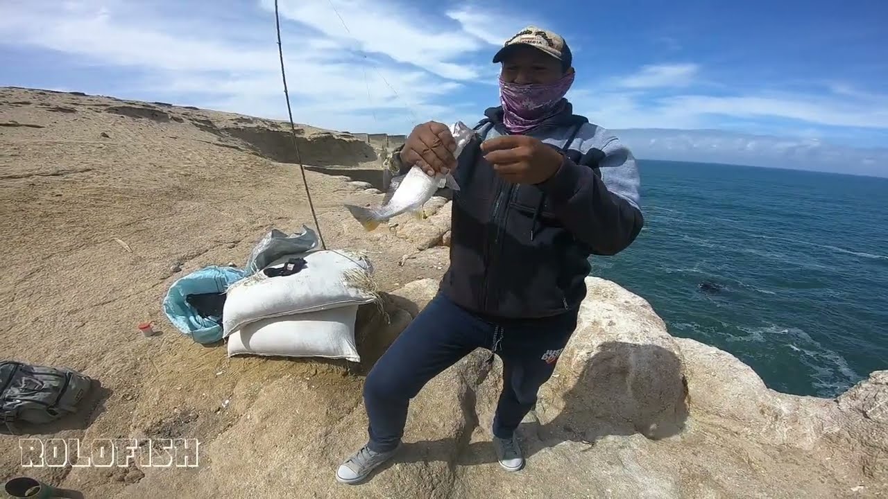 Obserben  a  este  pescador  lo que atrapo, pesca de corvina cavinzas lornas y pejerrey