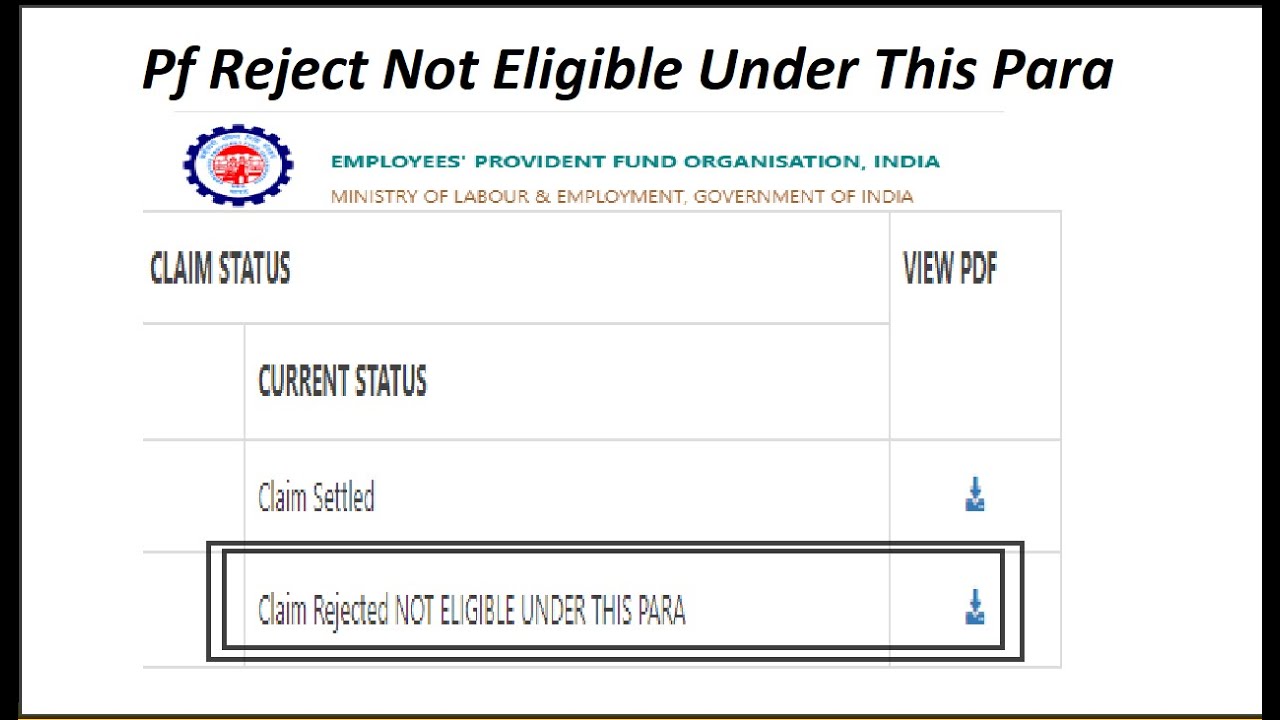 Pf Reject Not Eligible Under This Para