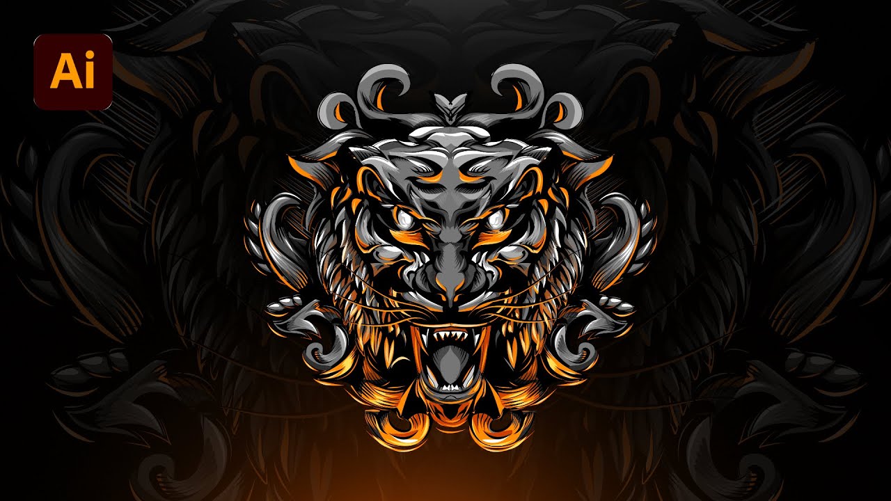 Create NFT Tiger Illustration | Adobe Illustrator | Timelapse