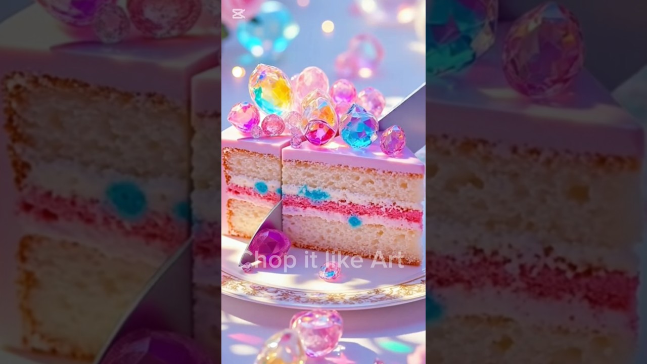 Cutting a Crystal Cake  Satisfying ASMR Sound!#asmr #ai #fruitcutting #aiasmr #shortvideo #asmrsound