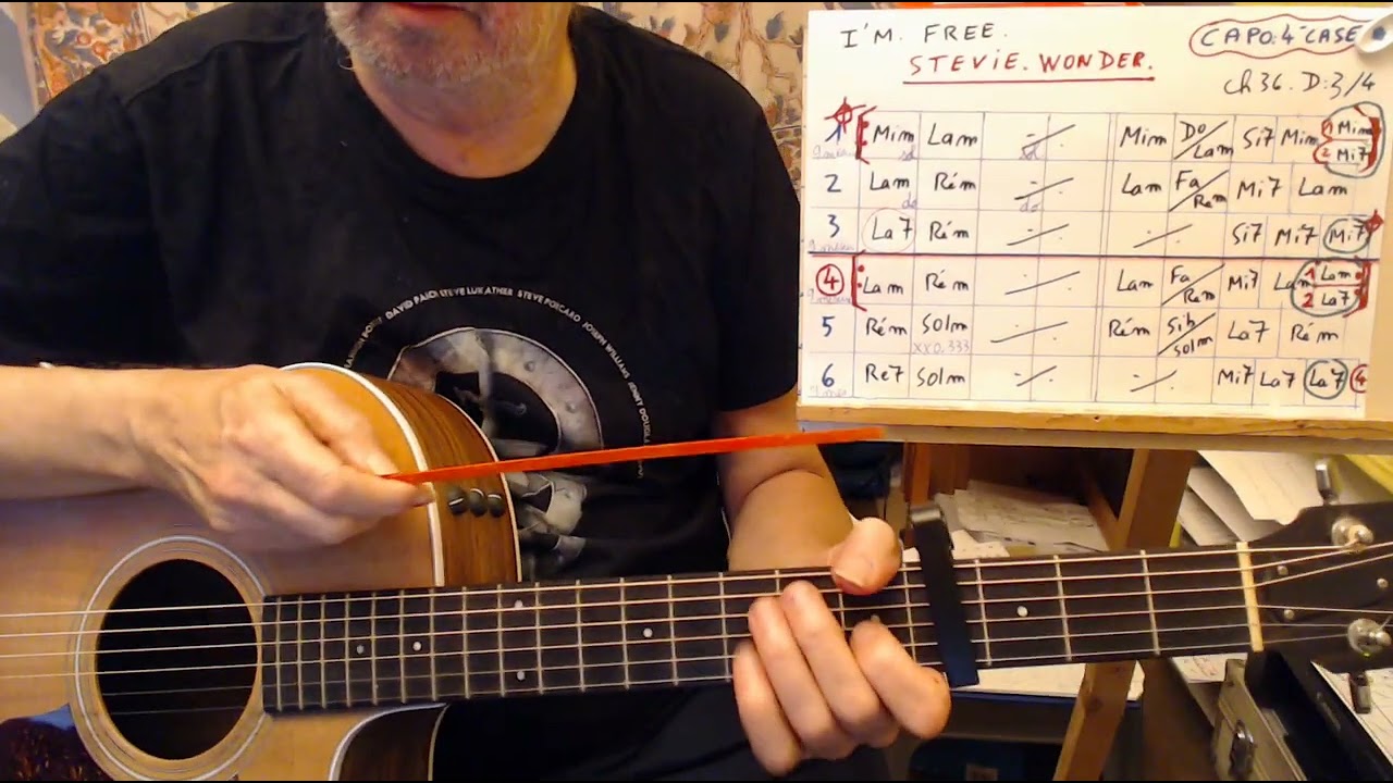 I M FREE DE STEVIE WONDER  //  ACCORDS GUITARE / QSQS 8/ CH : 36 / D : 3/4 ..