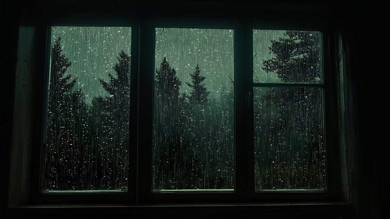 Rainy Night Window View 🌙 Relaxing Forest Rain Sounds for Sleep, Focus and Calm Ambience