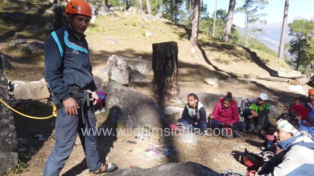 Rock Climbing instructional class at NIM Uttarkashi
