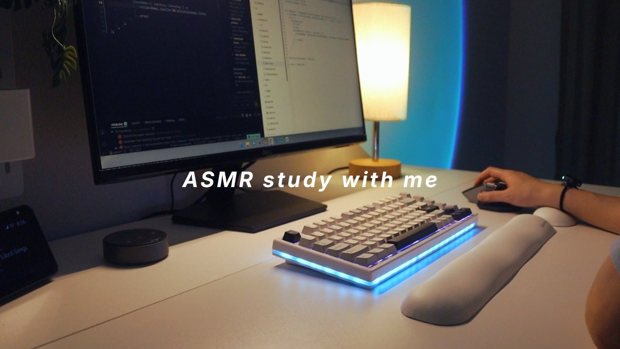 asmr study with me after 9-5 🌙 : no talking, 1 hour, ⌨️ keyboard + mouse clicking