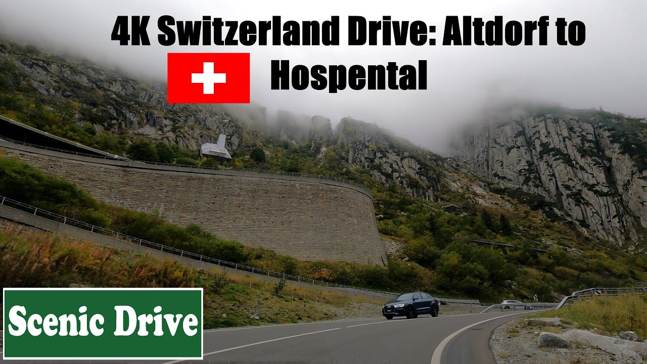 4K Switzerland Drive: Altdorf to Hospental. Scenic Drive