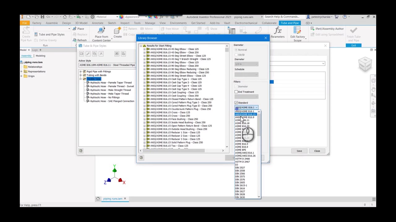 Inventor - Create a Custom Hose Style in the Tube & Pipe Template