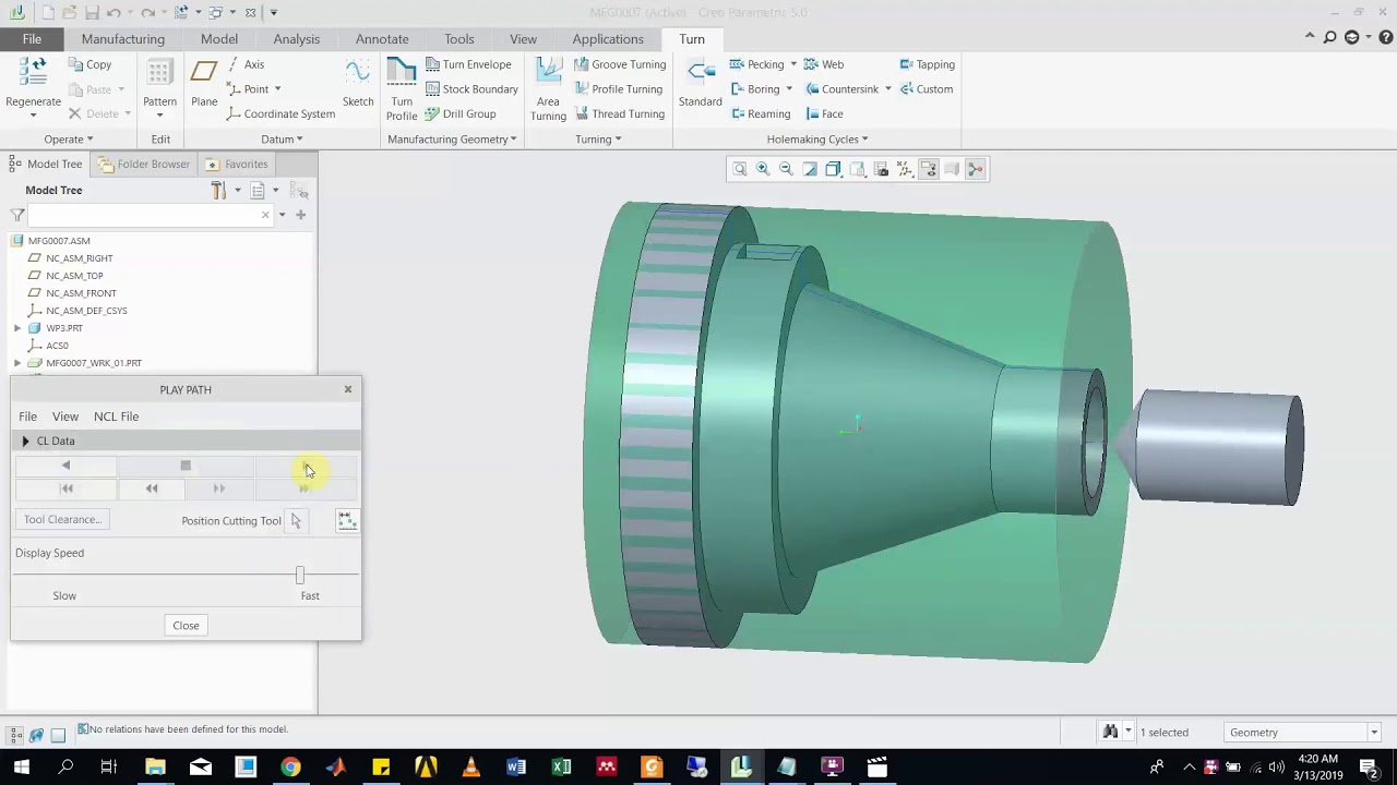 Area Turning, Drillling, Boring and Volume Milling in combined by using Creo 5.