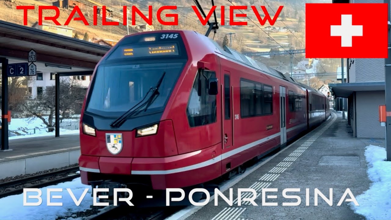 Swiss Trains: Rhaetian Railway; Bever - Pontresina, Trailing View