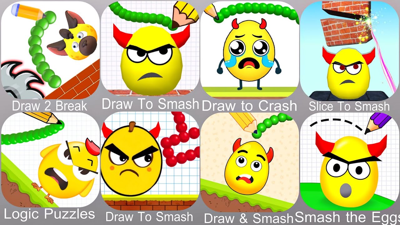 Draw 2 Break,Draw To Smash,Draw to Crash,Slice To Smash,Logic Puzzles,Draw & Smash,Smash the Eggs