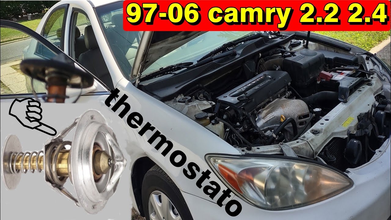 como cambiar reemplazar el termostato 1997 2006 toyota camry 2.2 2.4 thermostat replacement