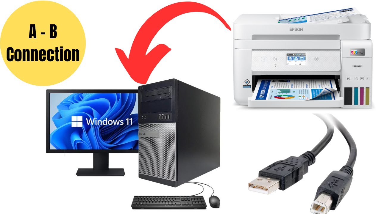 Как подключить принтер Epson к компьютеру (ПК с Windows) [с помощью кабеля A-B] Прямое подключение