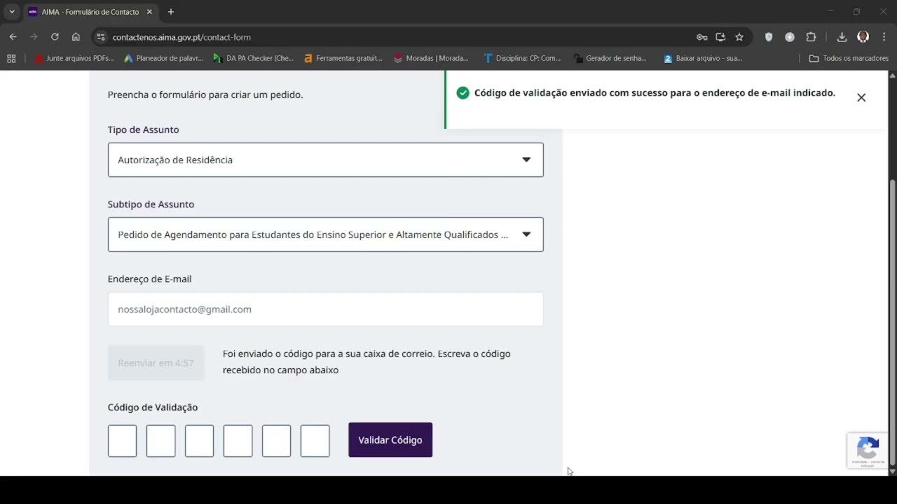 Novo formul&aacute;rio da AIMA
