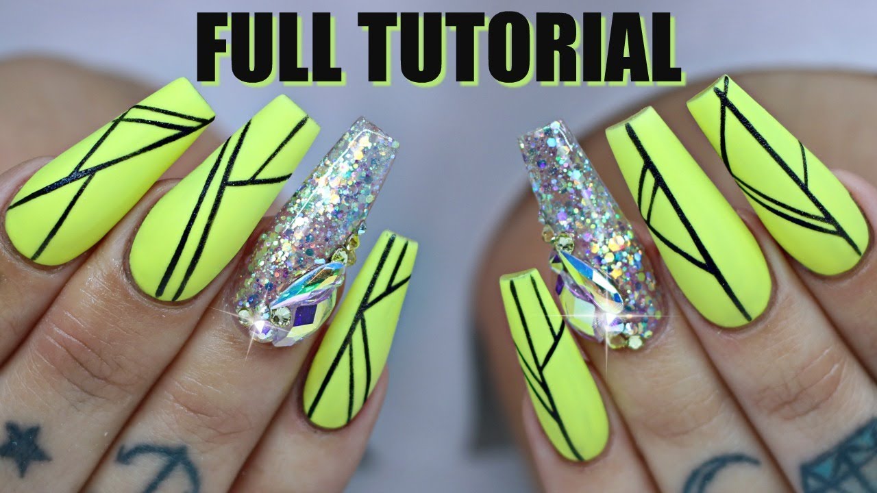 HAND PAINTED NAILS TIPS AND TRICKS FULL TUTORIAL SCULPTED ACRYLIC
