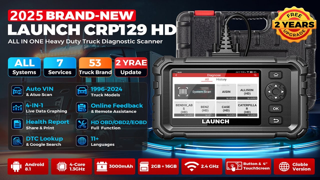 Обзор LAUNCH CRP129 HD — лучший сканер для тяжелых грузовиков в 2025 году!