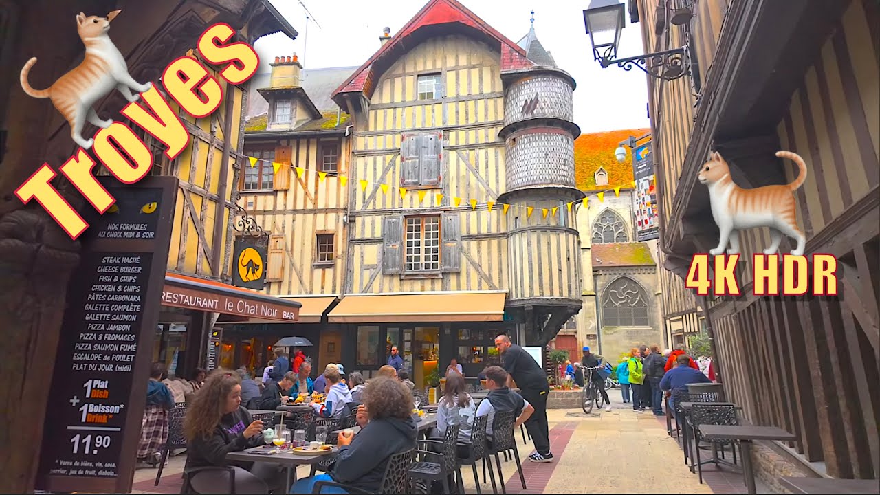 Troyes, France - Amazing Medieval old Town - Troyes  walking tour 4K HDR