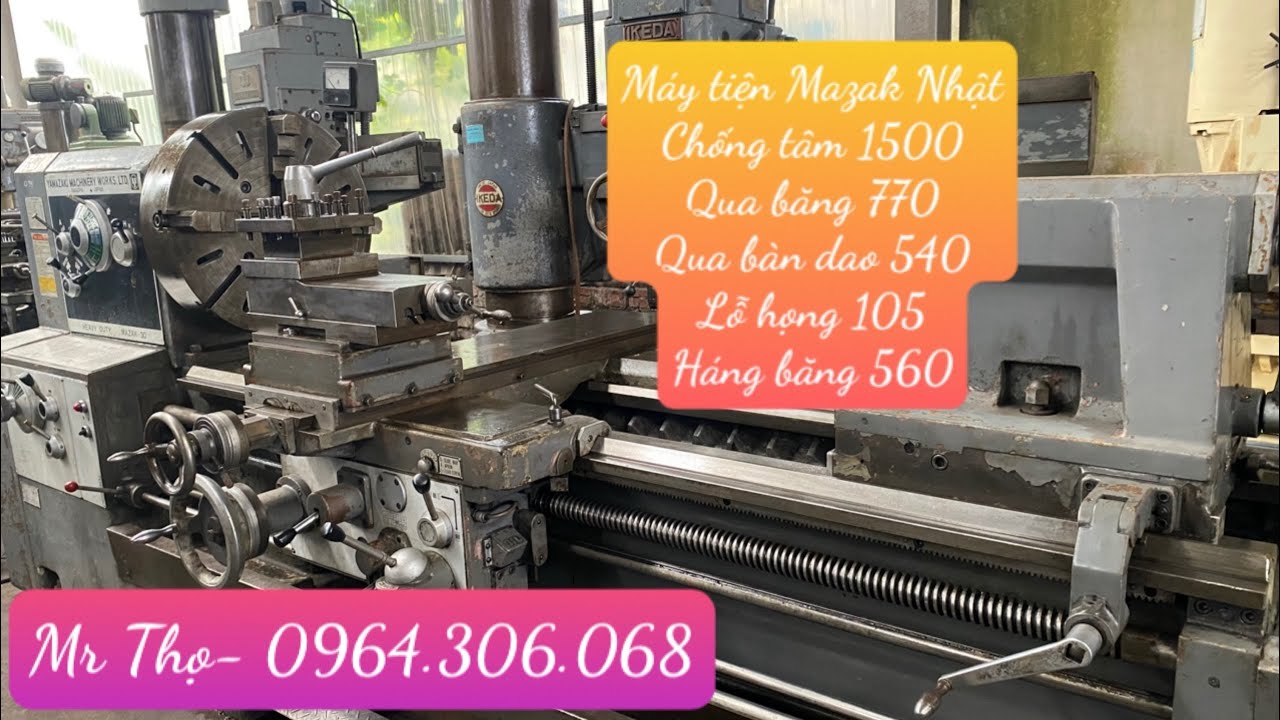 Máy tiện Mazak lỗ họng 105, chống tâm 1500, qua băng 770, qua bàn dao 540 mm | #máynhậtbãi