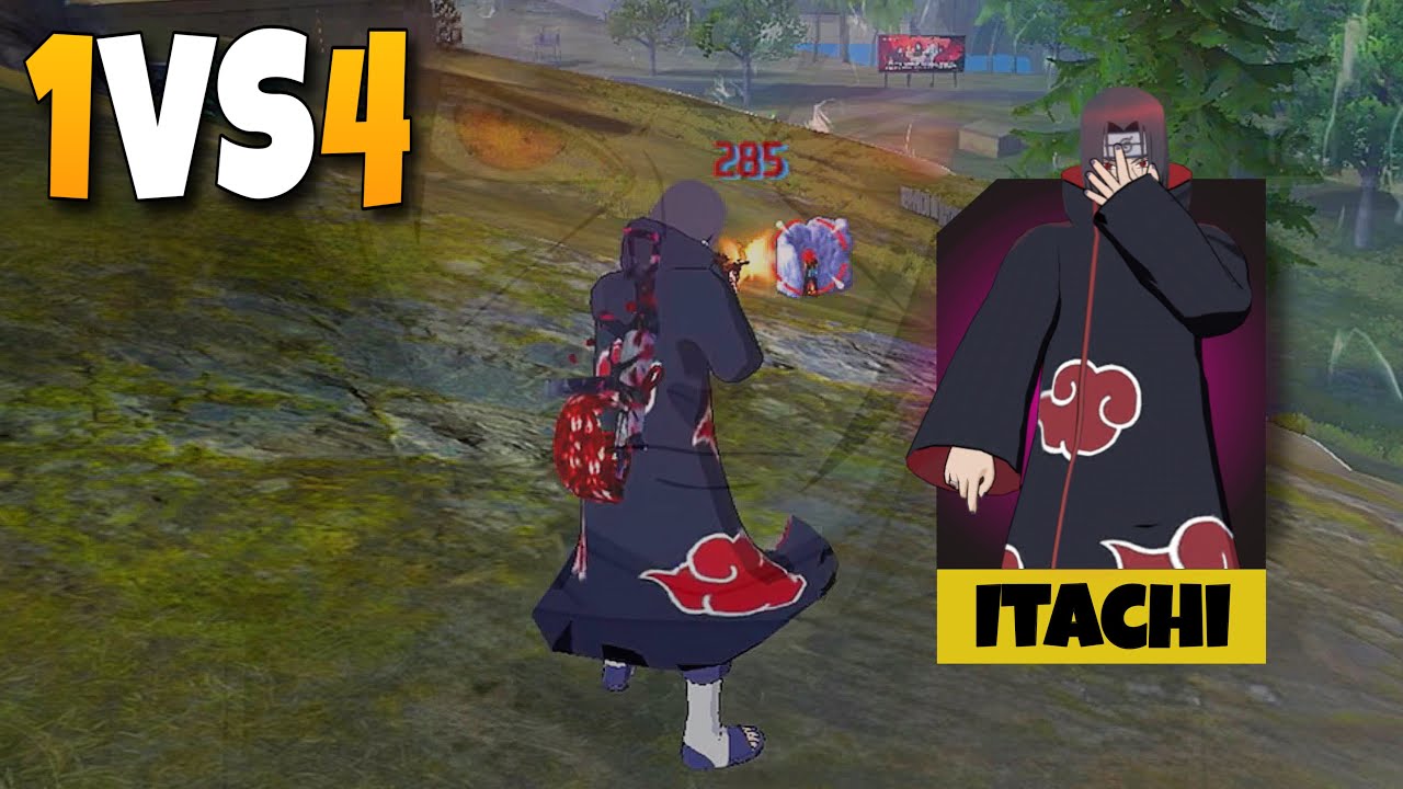 TESTEI A SKIN DO ITACHI UCHIHA NO SOLO VS SQUAD RUSHADÃO!! FREE FIRE MOBILE