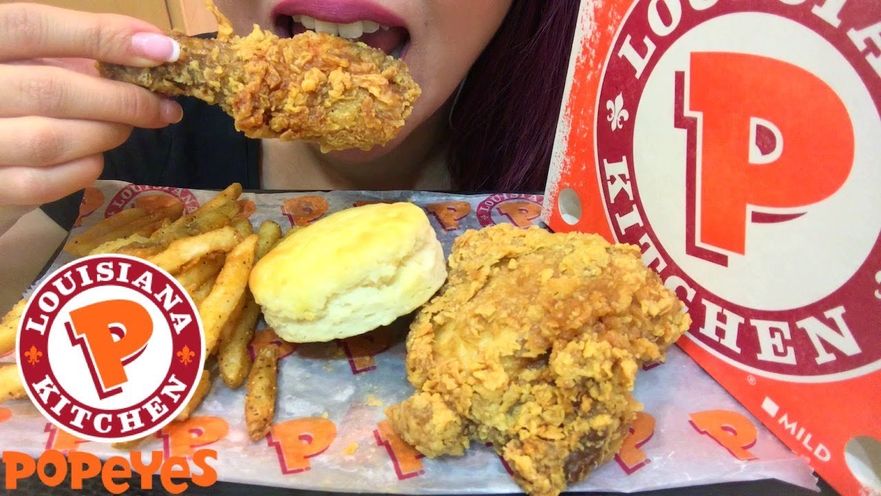 ASMR POPEYES FRIED CHICKEN + CAJUN FRIES | NO TALKING EATING SOUNDS