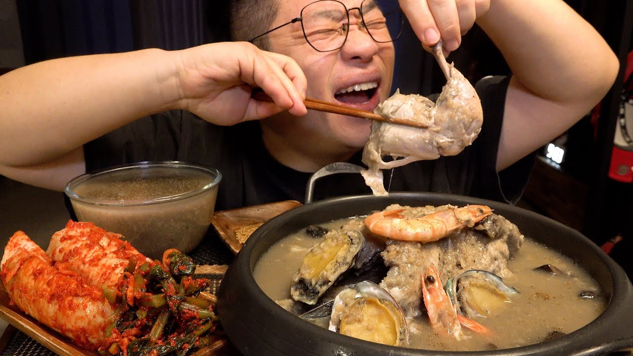 겨울에도 제대로 몸보신 능이백숙 몸이 뜨끈하네요 대박 레전드 먹방 Whole Chicken Soup eatingshow realsound koreanfood Mukbang asmr