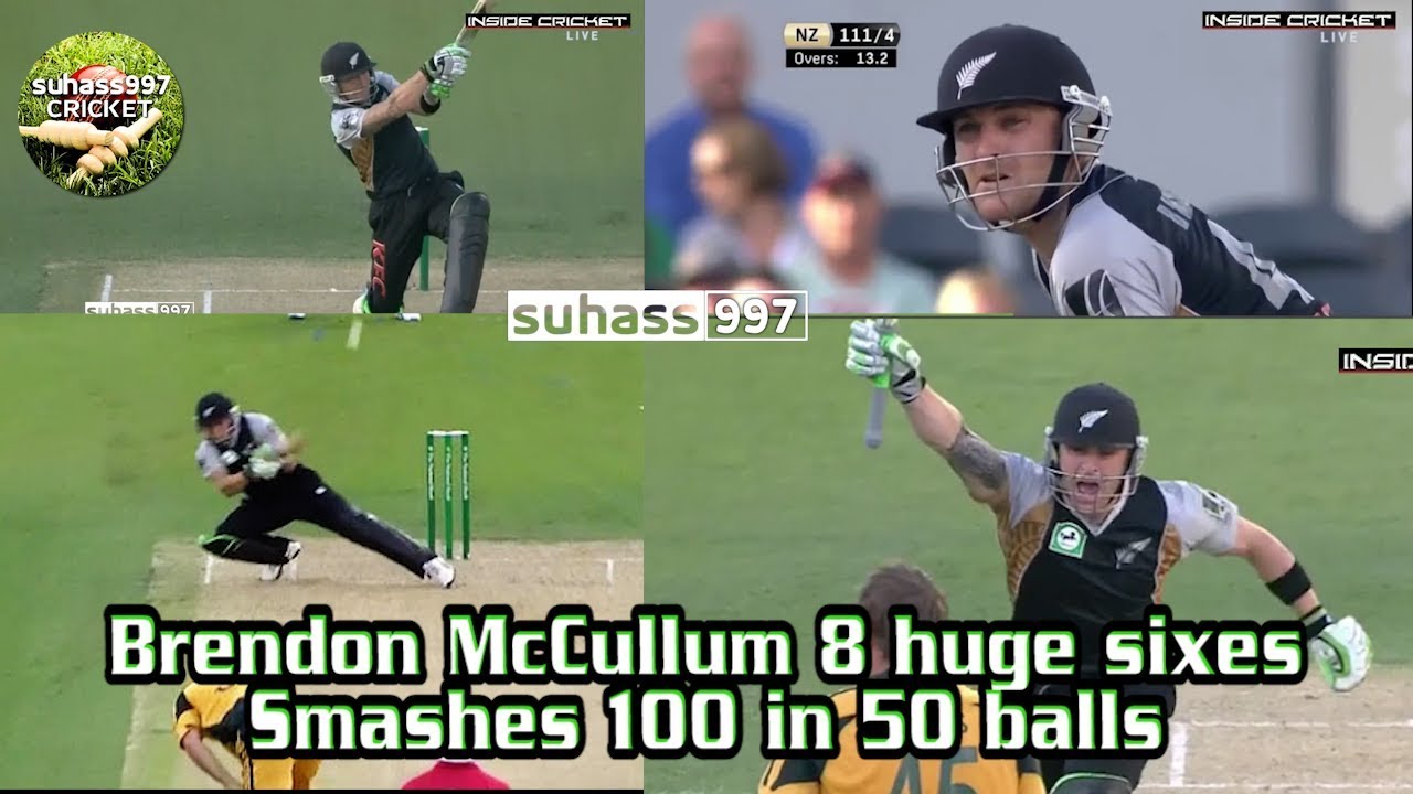 8 towering sixes - McCullum 116*(56 balls)vs AUSTRALIA(Fastest t20 International Century ever)