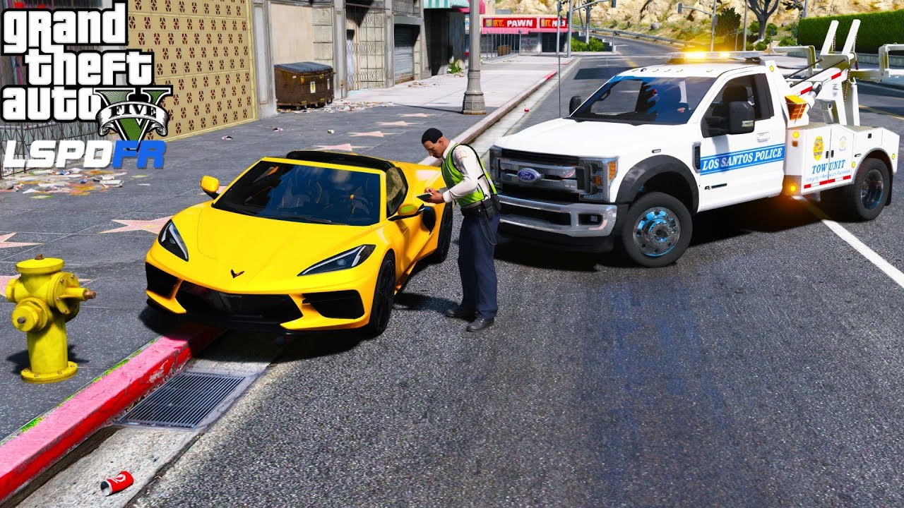 GTA 5 LSPDFR: контроль парковки с помощью полицейского эвакуатора Ford F-450