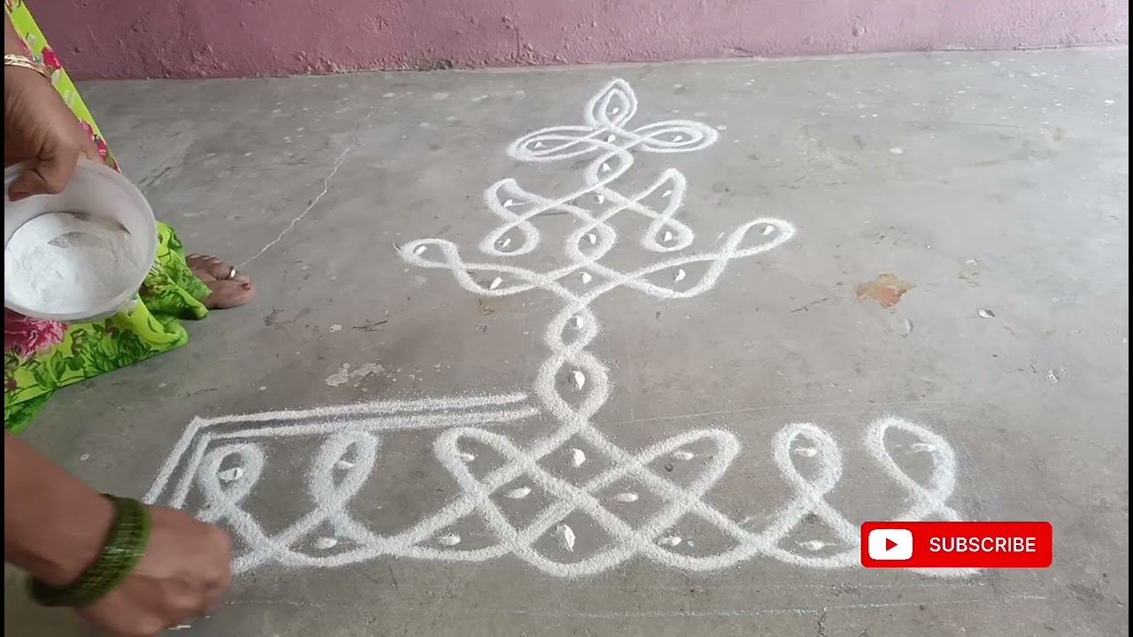 💐விளக்கு கோலம் குட்டி கோலம் #daily கோலம் easy kolam#kutti kolam sikku kolam 