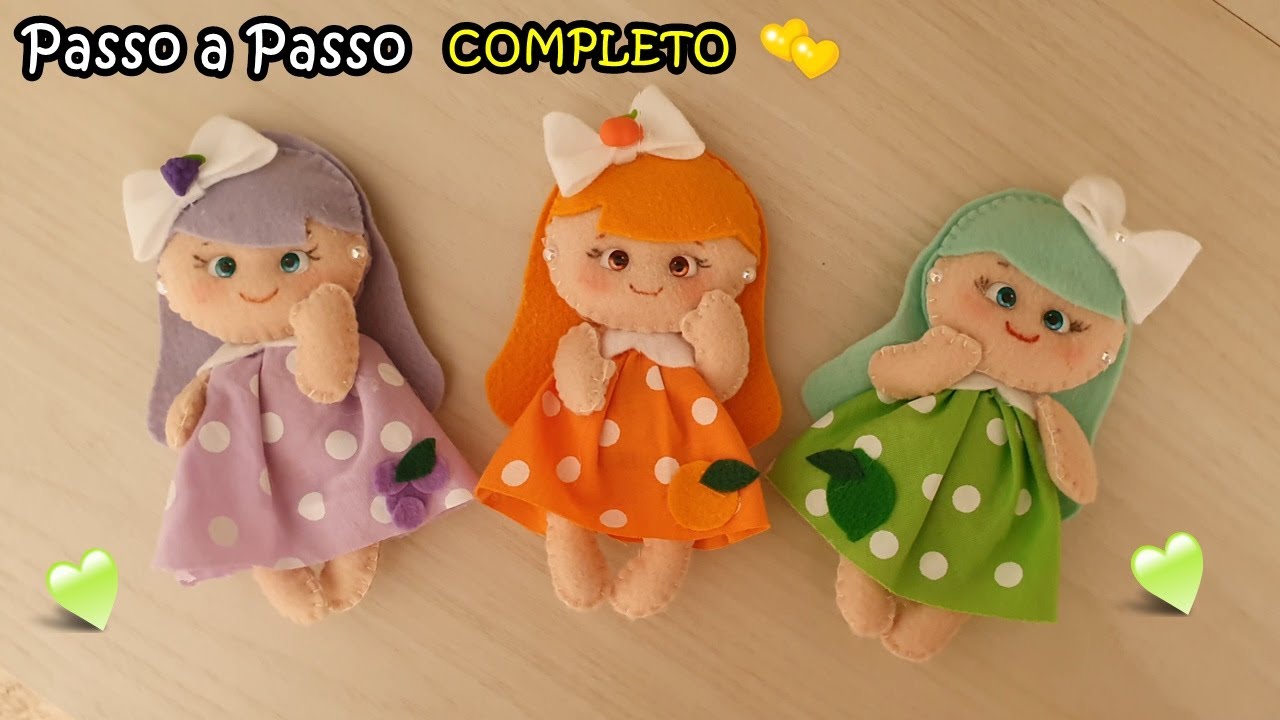 Passo a Passo Mini Bonecas de Pano Frutinhas Facil e Rapido de fazer- 3 ideias de boneca para Vender