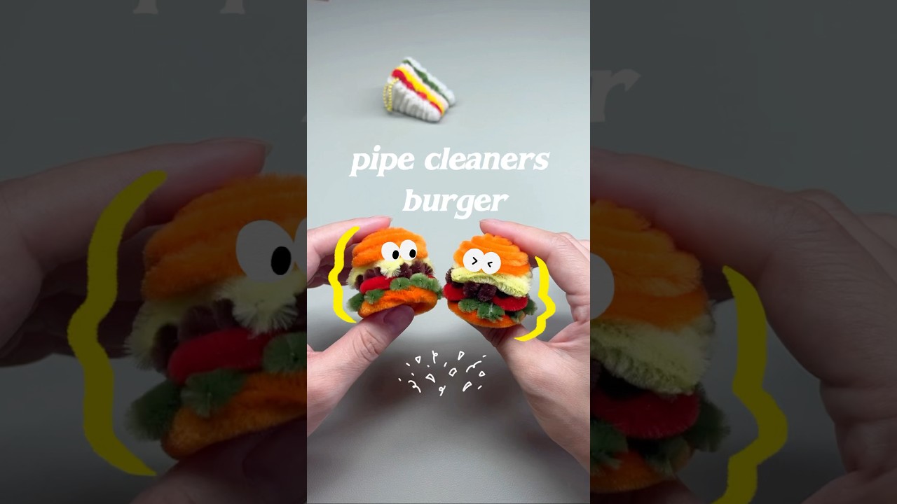 Mini burger 🍔 #pipecleanercrafts #cute #pipecleanerart #diy #tutorial