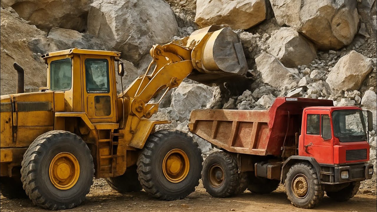 Biggest Caterpillar loader & Bigger dumber Loading mountain: Stone Landing