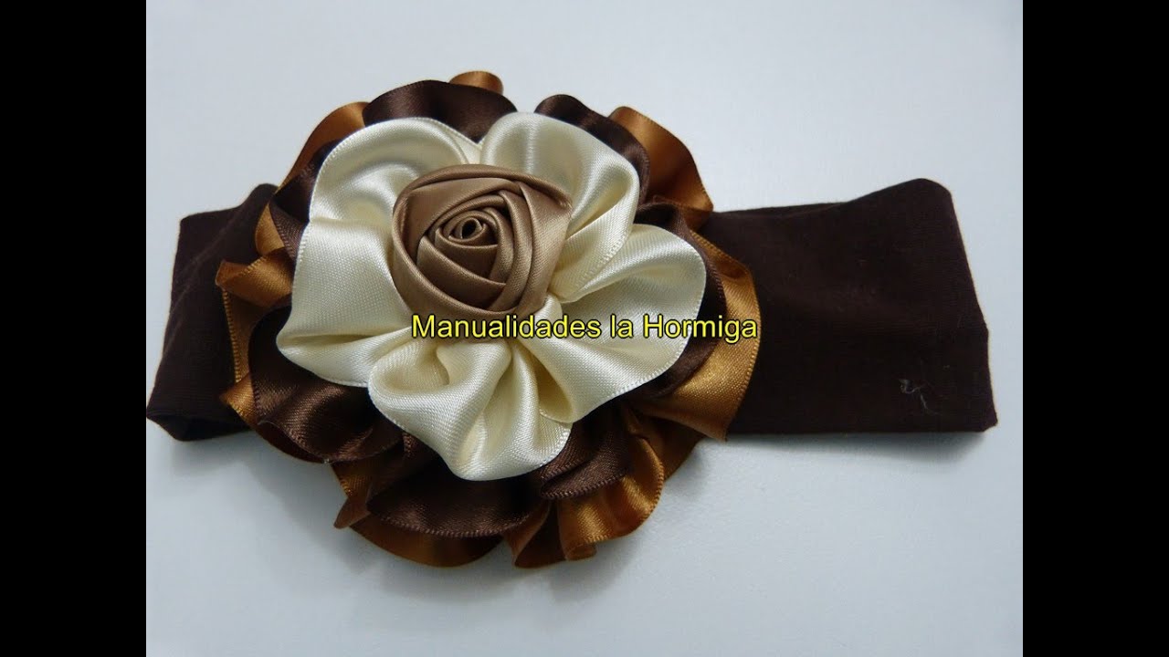 Flor Grande  de Listón Raso,   How To Make A Hair Bow,  Manualidadeslahormig, Diy #336