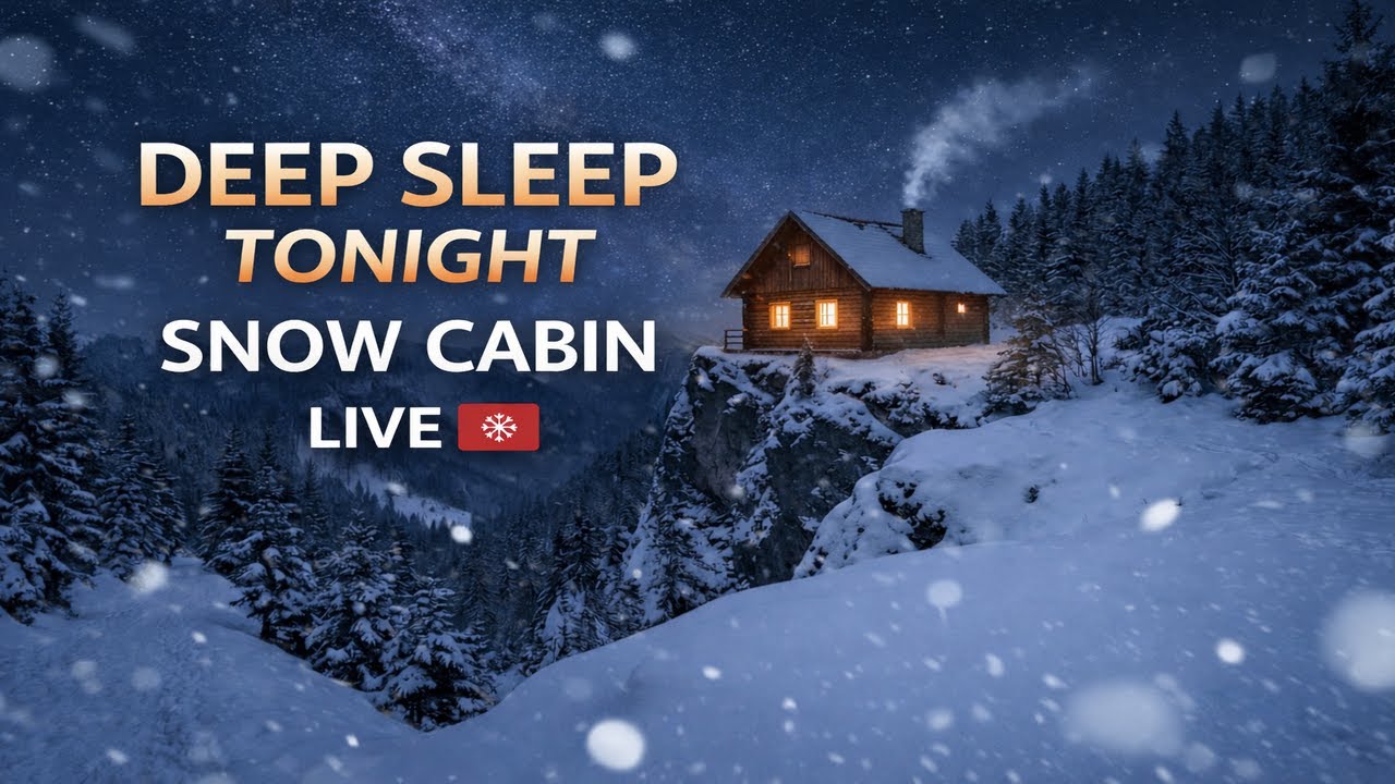 Snow Cabin Sounds for Sleeping ❄️ 99% Fall Asleep Instantly with Fireplace & Winter Night (LIVE)