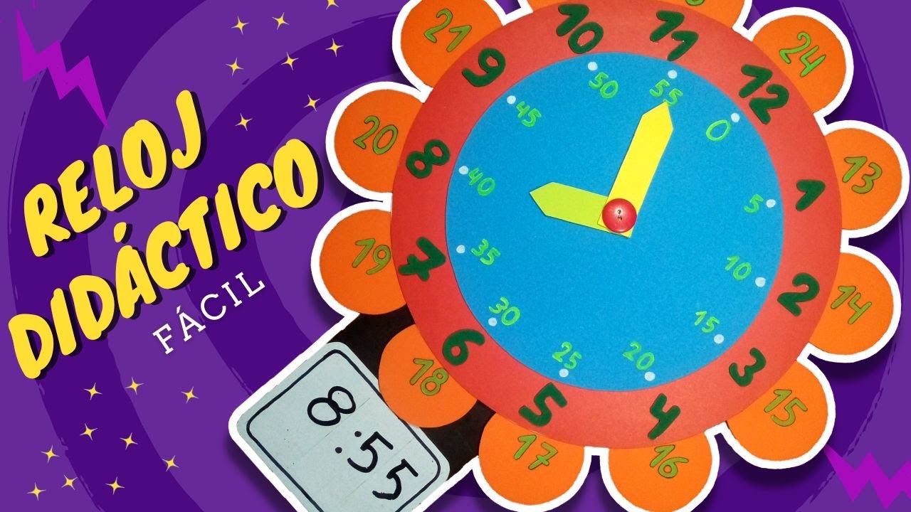 Reloj didáctico de cartón para niños -FÁCIL - How to make learning clock for kids