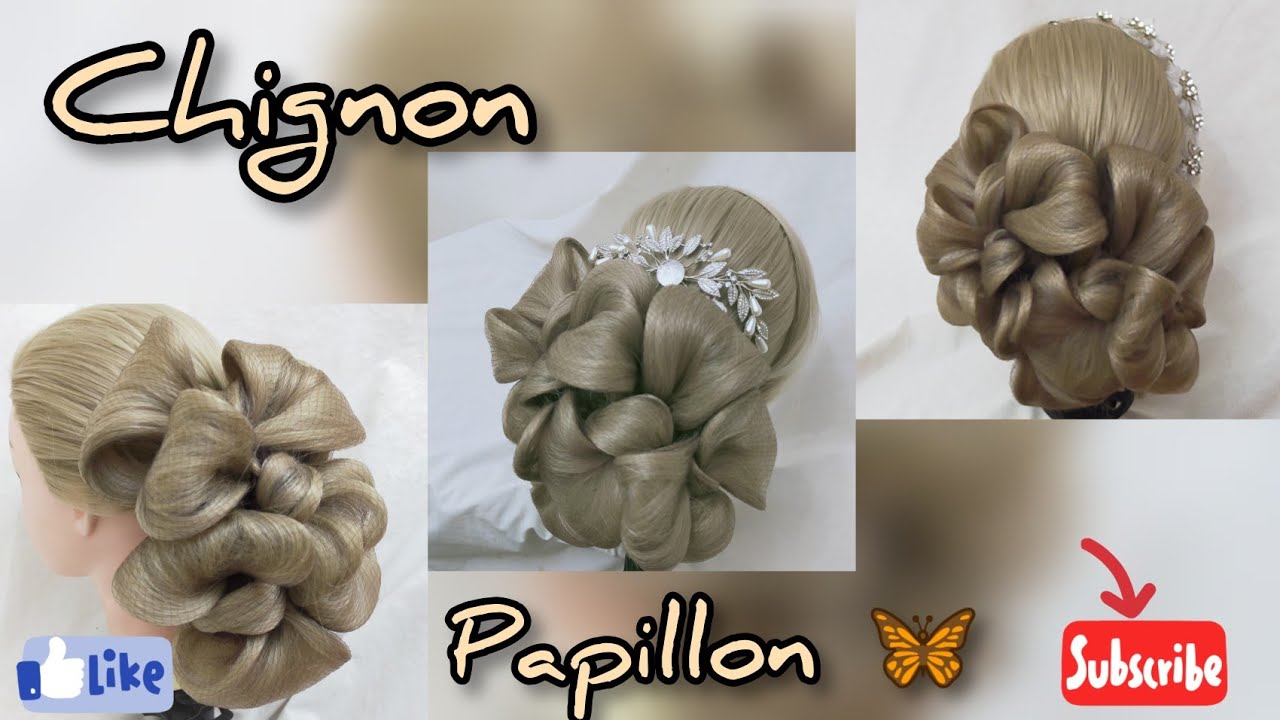 Chignon 3D papillon 🦋| 3D تسريحة بالشبكة للشعر الطويل سهلة و روعة للعرائس  🦋