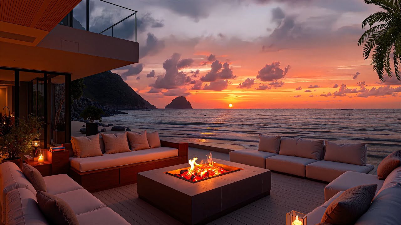 Peaceful Seaside with Gentle Jazz Music – Soothing Jazz in a Calm and Relaxing Sunset Scene