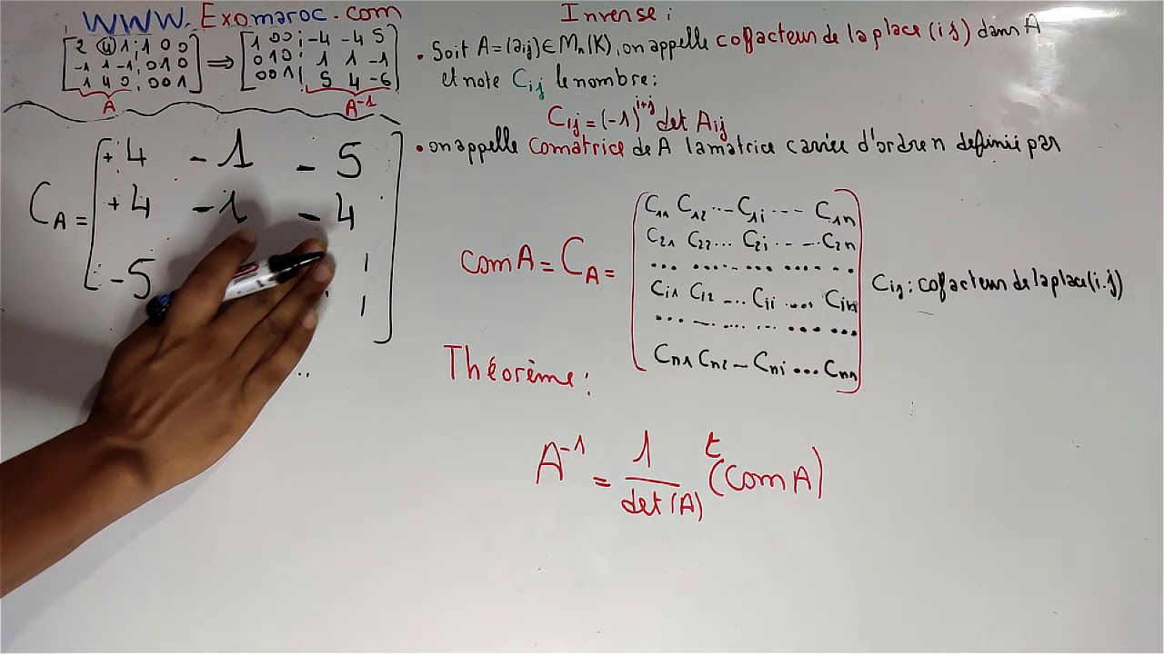 les matrices : inverse EP 03: Inverse par la methode de cofacteur (comatrice) (Algebre) partie 7