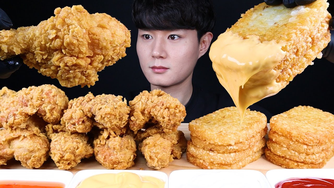 해쉬브라운 치킨 먹방ASMR MUKBANG FRIED CHICKEN & HASH BROWNS チキン ハッシュブラウン Gà Ayam ไก่ eating sounds