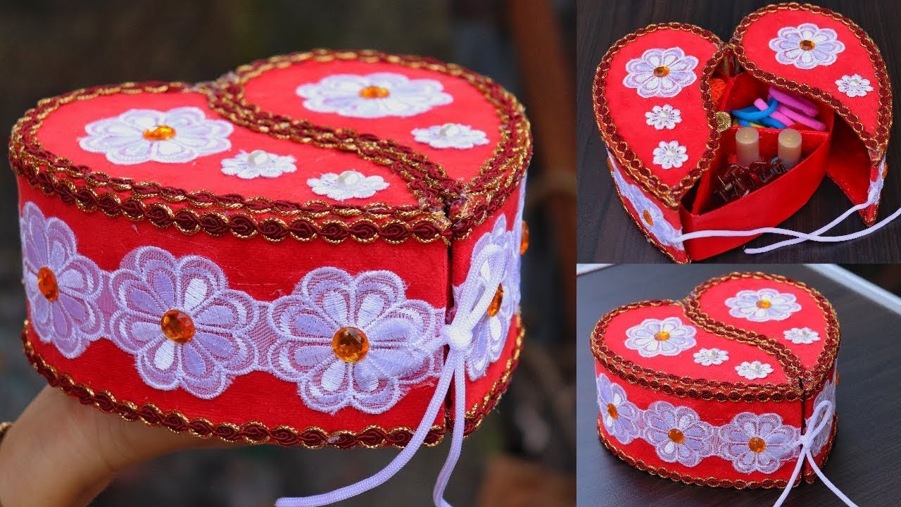 DIY Crafts: Jewellery Organizer | Heart Shaped Makeup Organizer Box | Handmade Craft