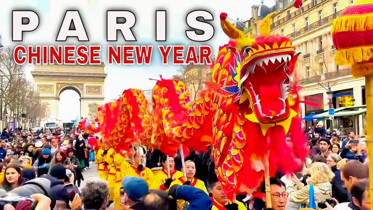 Paris France - Paris Chinese New Year Dragon Dance Parade at Champs-Elysees #chinesenewyear