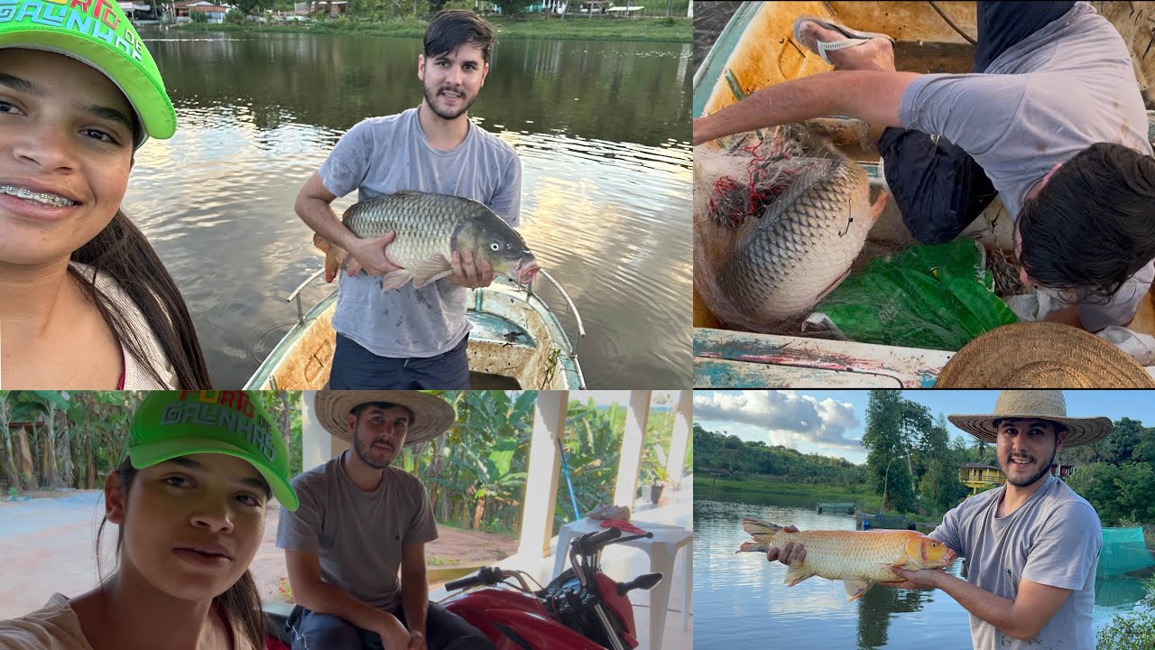 PEGUEI UMA DAS MAIORES CARPA DA LAGOA + O BARCO IA VIRANDO QUANDO NAEL FOI PUXAR A CARPA 😂😂😂