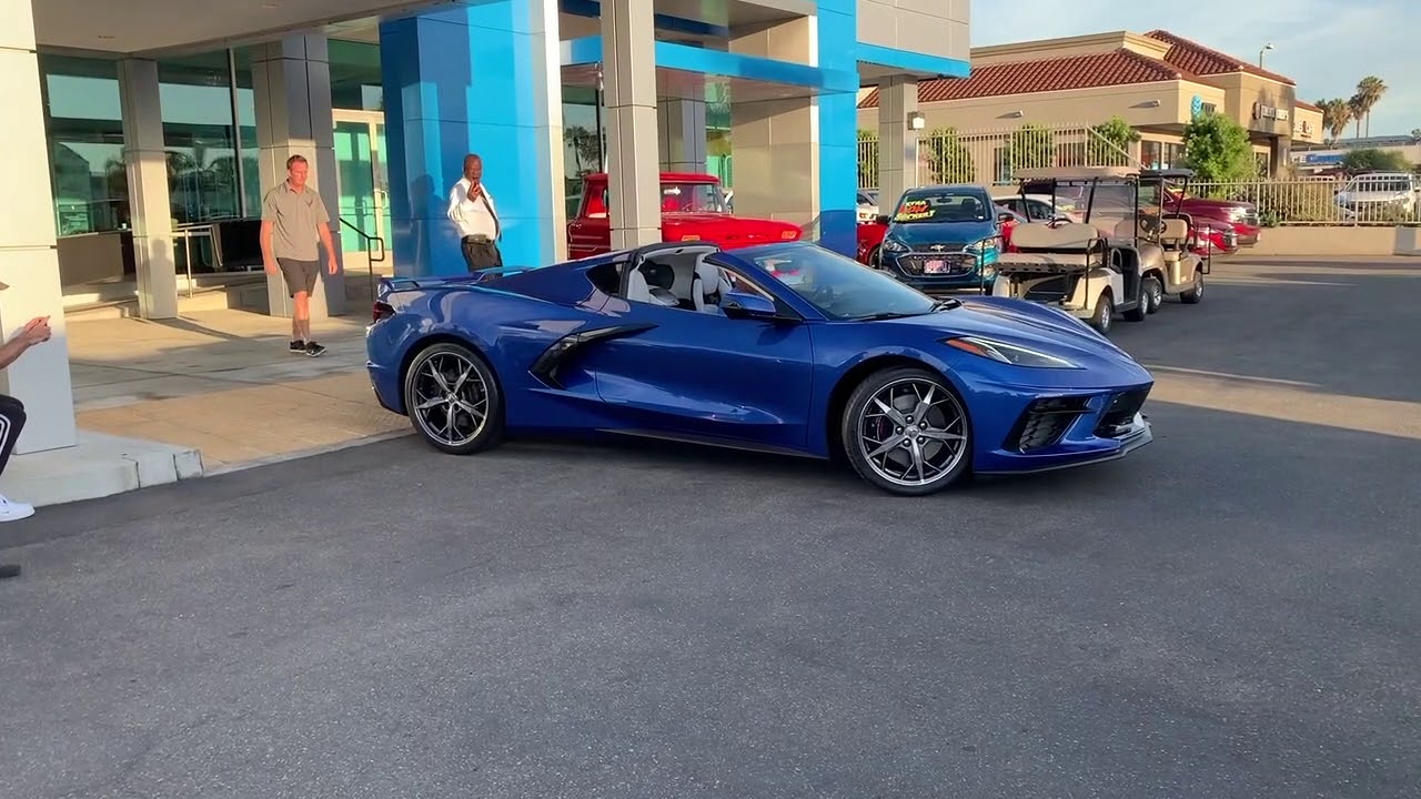 2020 Corvette C8 rolling out of Connell Chevrolet including revs and a demo of the front lift system